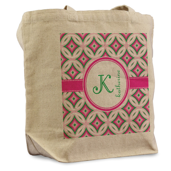 Custom Linked Circles & Diamonds Reusable Cotton Grocery Bag (Personalized)