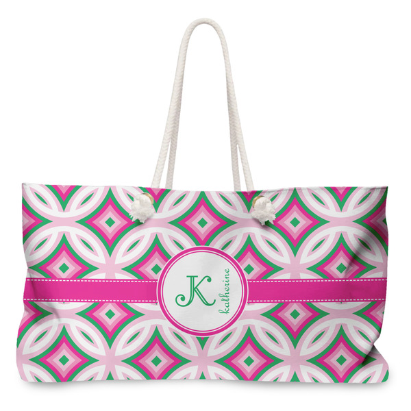 Custom Linked Circles & Diamonds Large Tote Bag with Rope Handles (Personalized)