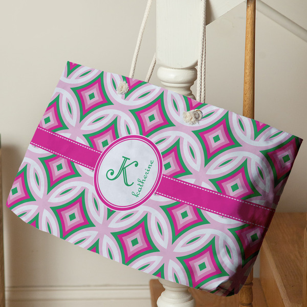 Linked Circles & Diamonds Large Rope Tote - Life Style