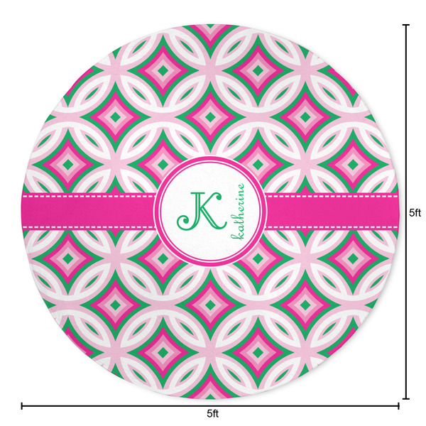 Linked Circles & Diamonds Round Area Rug - Size