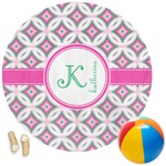 Linked Circles & Diamonds Round Beach Towel (Personalized)