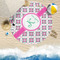 Linked Circles & Diamonds Round Beach Towel Lifestyle