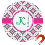 Linked Circles & Diamonds Round Car Magnet - 6" (Personalized)