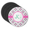 Linked Circles & Diamonds Round Rubber Backed Coasters - Set of 4 (Personalized)