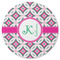 Linked Circles & Diamonds Round Rubber Backed Coaster (Personalized)