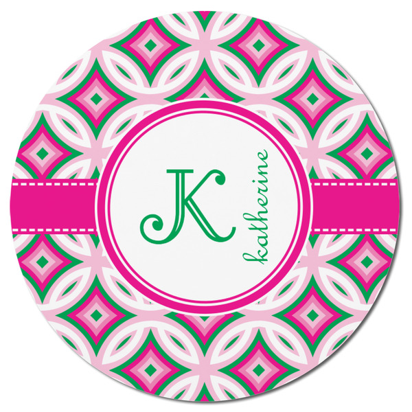 Linked Circles & Diamonds Round Fridge Magnet - FRONT