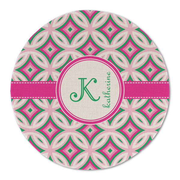 Custom Linked Circles & Diamonds Round Linen Placemat (Personalized)
