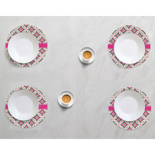 Linked Circles & Diamonds Round Linen Placemats - LIFESTYLE (set of 4)