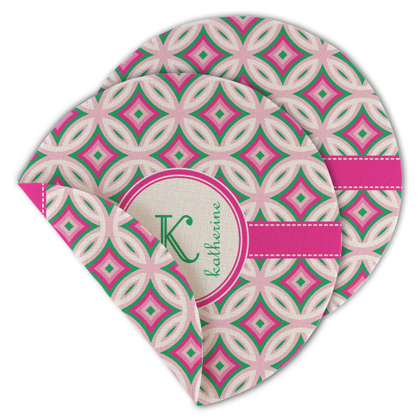 Linked Circles & Diamonds Round Linen Placemats - MAIN (Double-Sided)