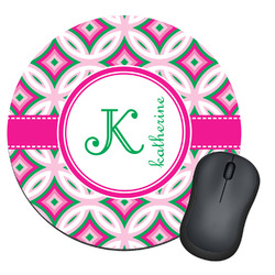 Linked Circles & Diamonds Round Mouse Pad (Personalized)