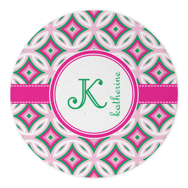 Linked Circles & Diamonds Round Paper Coaster - Approval
