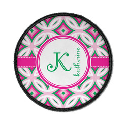 Linked Circles & Diamonds Iron On Round Patch w/ Name and Initial