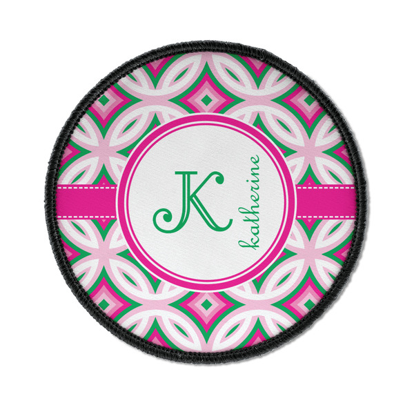 Custom Linked Circles & Diamonds Iron On Round Patch w/ Name and Initial