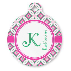Linked Circles & Diamonds Round Pet ID Tag (Personalized)