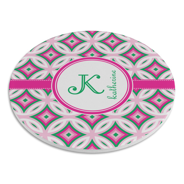 Linked Circles & Diamonds Round Stone Trivet - Angle View