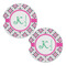 Linked Circles & Diamonds Sandstone Car Coasters - Set of 2