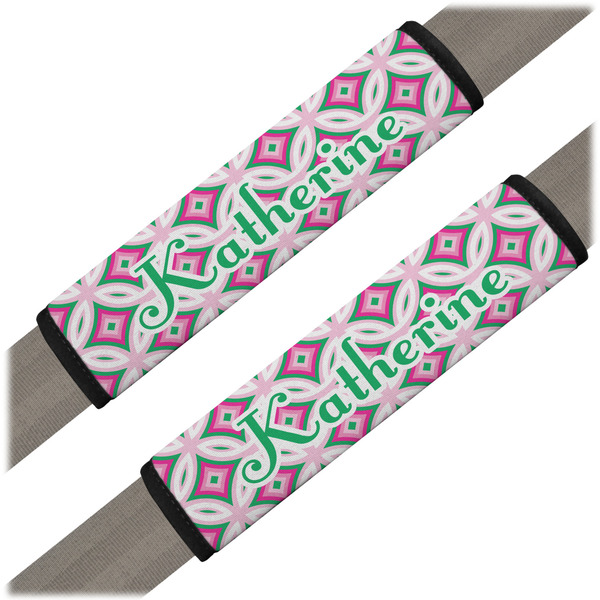 Custom Linked Circles & Diamonds Seat Belt Covers (Set of 2) (Personalized)
