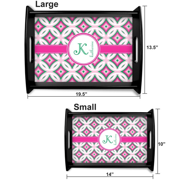 Linked Circles & Diamonds Serving Tray Black Sizes