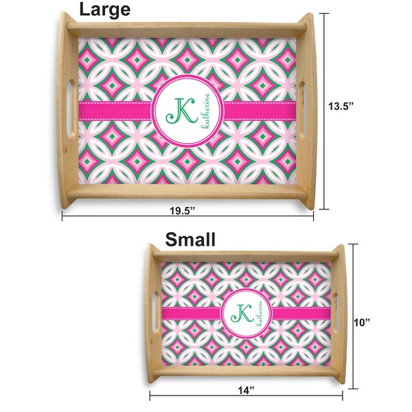 Linked Circles & Diamonds Serving Tray Wood Sizes