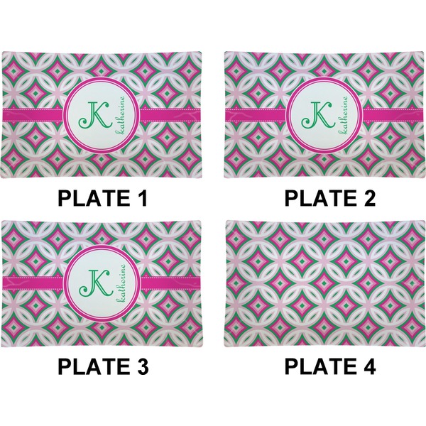 Linked Circles & Diamonds Set of Rectangular Dinner Plates (Approval)