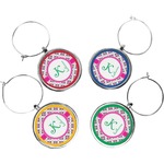 Linked Circles & Diamonds Wine Charms (Set of 4) (Personalized)