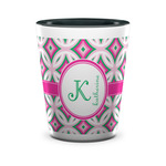 Linked Circles & Diamonds Ceramic Shot Glass - 1.5 oz - Two Tone - Set of 4 (Personalized)