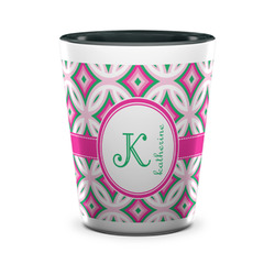 Linked Circles & Diamonds Ceramic Shot Glass - 1.5 oz - Two Tone - Set of 4 (Personalized)