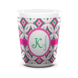 Linked Circles & Diamonds Ceramic Shot Glass - 1.5 oz - White - Set of 4 (Personalized)