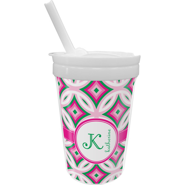 Custom Linked Circles & Diamonds Sippy Cup with Straw (Personalized)