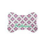 Linked Circles & Diamonds Bone Shaped Dog Food Mat (Small) (Personalized)