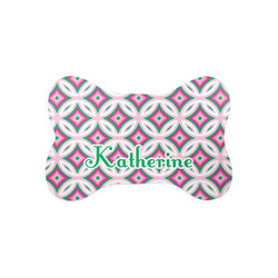 Linked Circles & Diamonds Bone Shaped Dog Food Mat (Small) (Personalized)