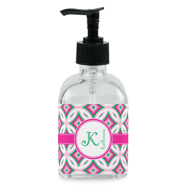 Custom Linked Circles & Diamonds Glass Soap & Lotion Bottle - Single Bottle (Personalized)