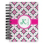 Linked Circles & Diamonds Spiral Notebook - 5x7 w/ Name and Initial