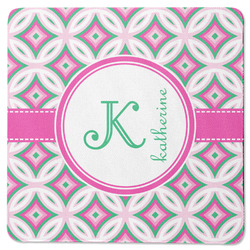 Linked Circles & Diamonds Square Rubber Backed Coaster (Personalized)