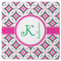 Linked Circles & Diamonds Square Rubber Backed Coaster (Personalized)