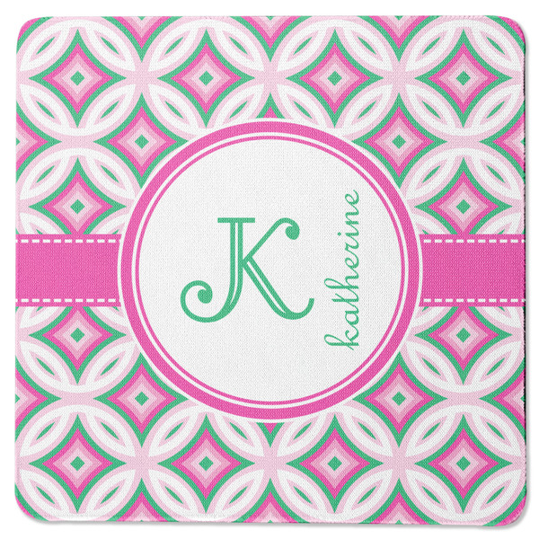 Custom Linked Circles & Diamonds Square Rubber Backed Coaster (Personalized)