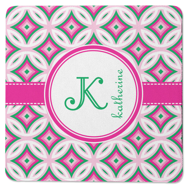 Linked Circles & Diamonds Square Coaster Rubber Back - Single