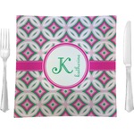 Linked Circles & Diamonds Glass Square Lunch / Dinner Plate 9.5" (Personalized)