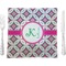 Linked Circles & Diamonds 9.5" Glass Square Lunch / Dinner Plate- Single or Set of 4 (Personalized)
