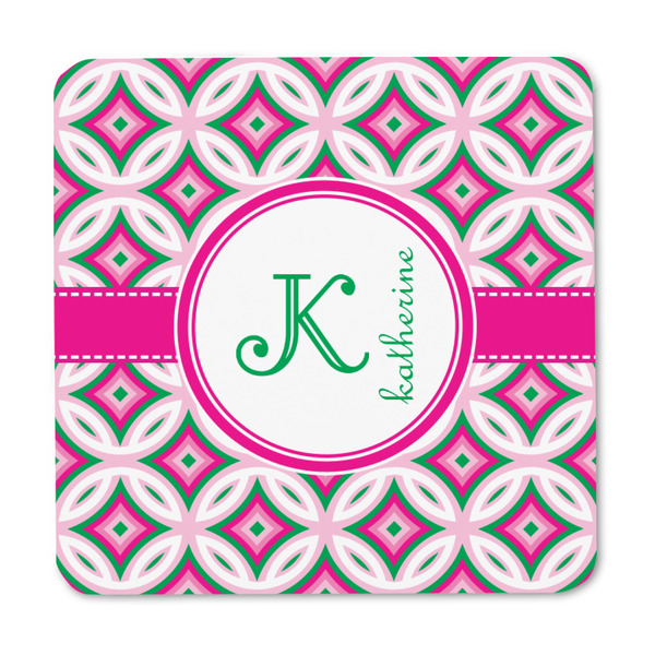 Linked Circles & Diamonds Square Fridge Magnet - FRONT