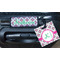Linked Circles & Diamonds Square Luggage Tag & Handle Wrap - In Context