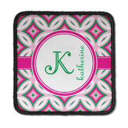 Linked Circles & Diamonds Iron On Square Patch w/ Name and Initial