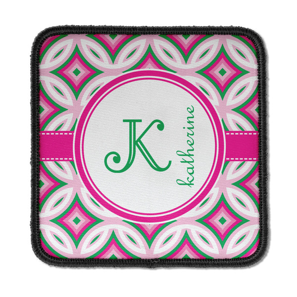 Custom Linked Circles & Diamonds Iron On Square Patch w/ Name and Initial