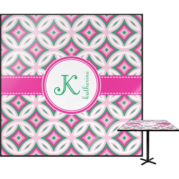 Custom Linked Circles & Diamonds Square Table Top - 24" (Personalized)