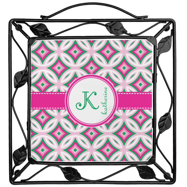 Custom Linked Circles & Diamonds Square Trivet (Personalized)