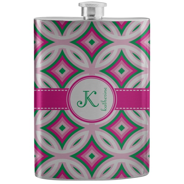 Custom Linked Circles & Diamonds Stainless Steel Flask (Personalized)