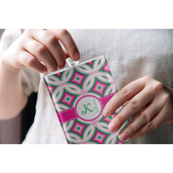 Linked Circles & Diamonds Stainless Steel Flask - LIFESTYLE 1