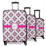 Linked Circles & Diamonds 3 Piece Luggage Set - 20" Carry On, 24" Medium Checked, 28" Large Checked (Personalized)