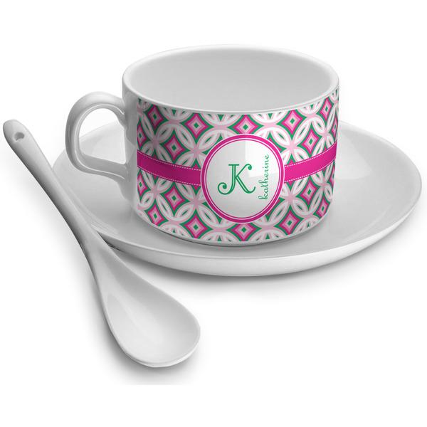 Custom Linked Circles & Diamonds Tea Cup - Single (Personalized)