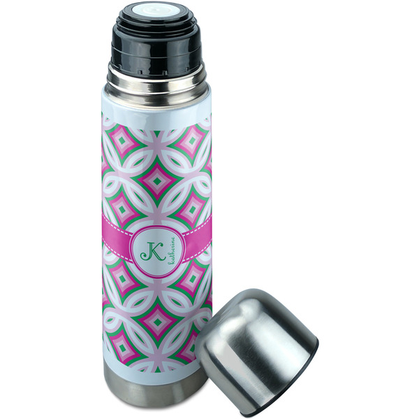 Linked Circles & Diamonds Thermos - Lid Off